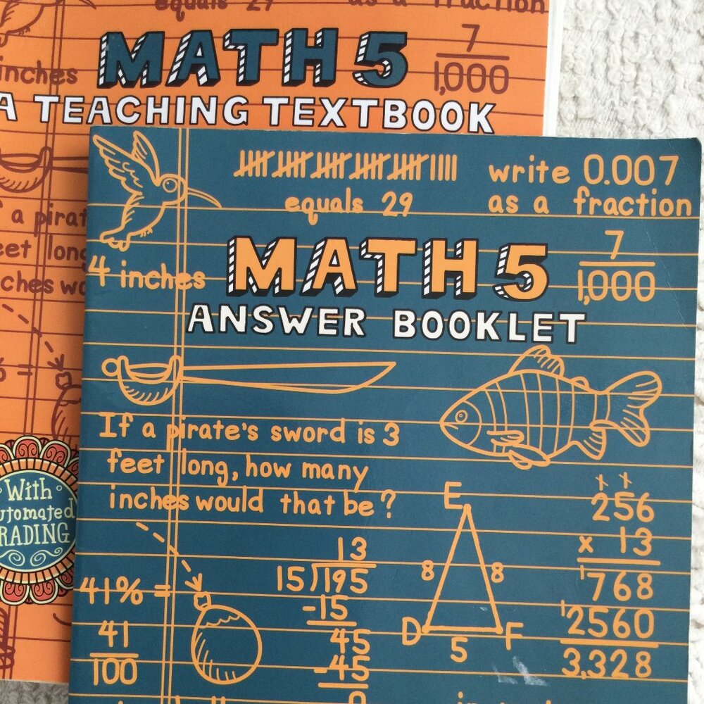 HomeSchool Math Teach Text Book 5th Grade with Answer Book, Complete &Easy toUse